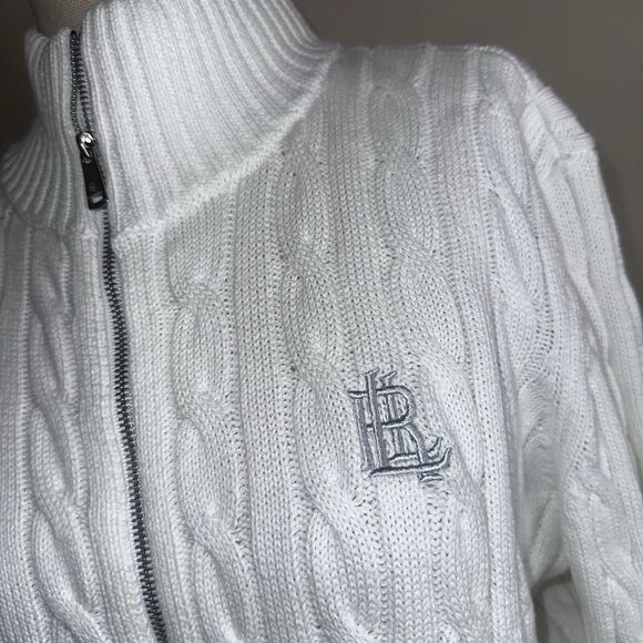 NWT Lauren Ralph Lauren Women's Cable Knit XL Cardigan Sweater Silver Edition - Picture 5 of 10